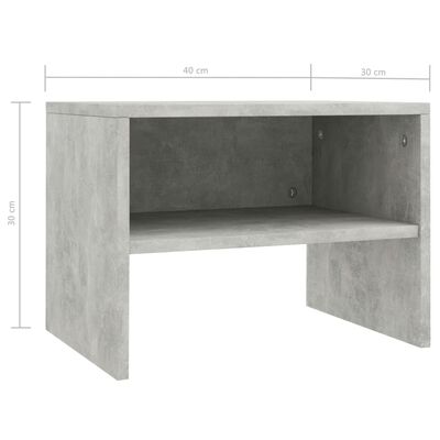 vidaXL Noptiere, 2 buc., gri beton, 40 x 30 x 30 cm, PAL