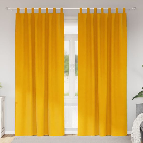 vidaXL Perdele opace 2 pcs Galben muștar 140 x 260 cm Catifea