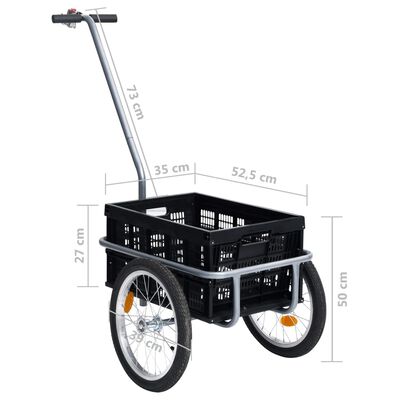 vidaXL Remorcă bicicletă & cutie transport pliabilă 50 L negru 60 kg