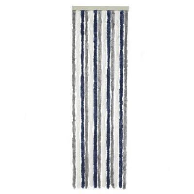 Travellife Perdea muște de ușă Chenille, gri/alb/albastru, 185x56 cm