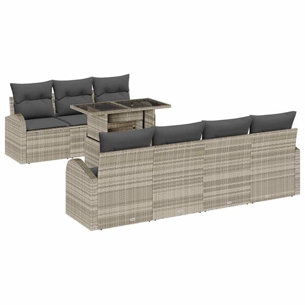 vidaXL Set de canapele pentru grădină 8 pcs Gri deschis Poli Rattan