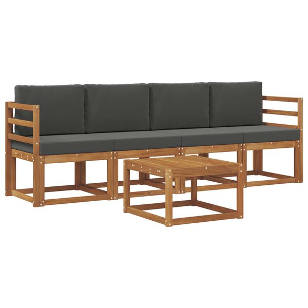 vidaXL Set de canapele de exterior cu pernă 5 pcs Natural și Antracit