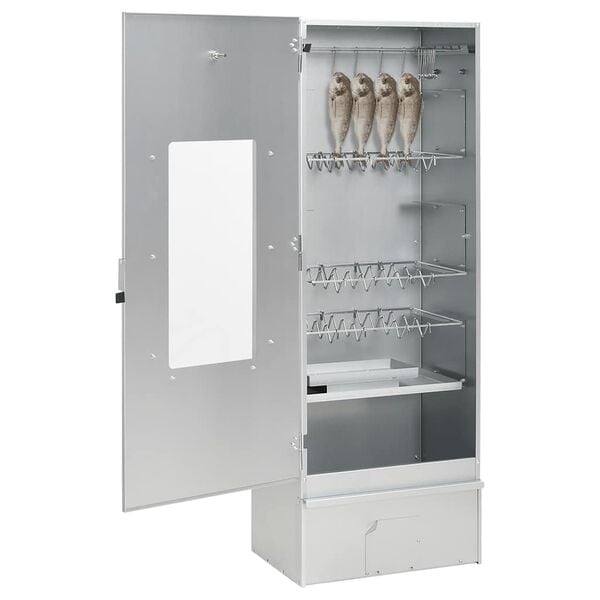 vidaXL Afumătoare grătar cu așchii lemn 44,5x29x110 cm oțel galvanizat