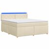 vidaXL Pat boxspring cu saltea cu benzi LED Crem 160 x 200 cm Țesătură