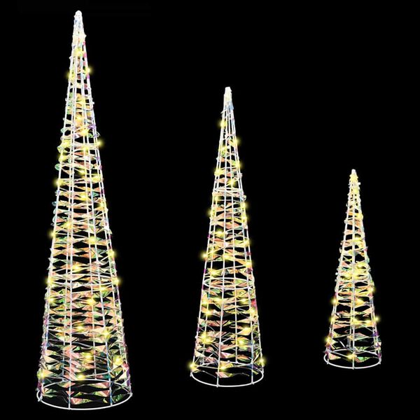 vidaXL Brad de Crăciun cu 90 LED 3 pcs Alb cald 20 x 20 x 80 cm PET