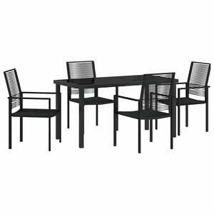 vidaXL Set de masă pentru grădină 5 buc. Negru