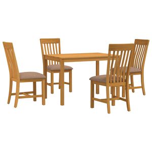 vidaXL Set de dining 5 buc. Gri Lemn de stejar masiv