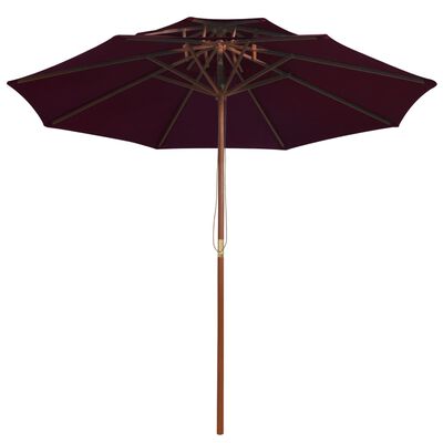 vidaXL Umbrelă de soare dublă, stâlp din lemn, roșu bordo, 270 cm