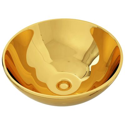 vidaXL Chiuvetă, auriu, 32,5 x 14 cm, ceramică