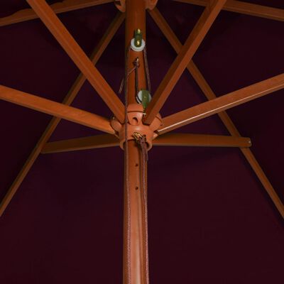 vidaXL Umbrelă de soare, exterior, stâlp lemn, roșu bordo, 200x300 cm