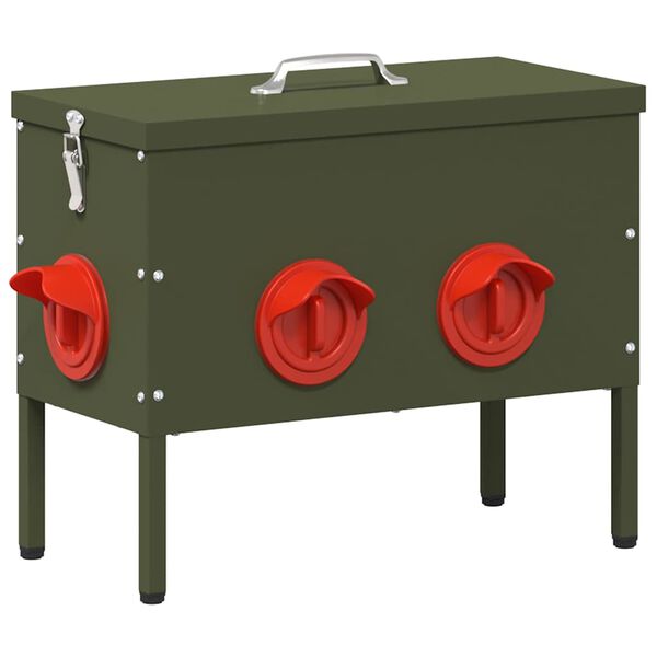 vidaXL Feeder pentru pui 2 pcs Verde măsliniu 41,5 x 20,5 x 33 cm