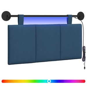 vidaXL Tăblie de pat suspendată Cu lumină LED albastru Țesătură