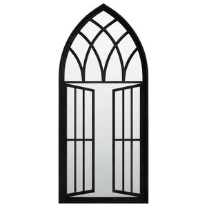vidaXL Oglindă de grădină, negru, 100x45 cm, fier, uz exterior