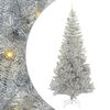vidaXL Brad de Crăciun cu 300 LED cu suport Argintiu 240 cm PET