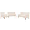 vidaXL Set de canapele, 3 piese, alb crem, material textil