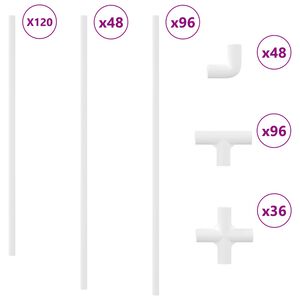 vidaXL Țeavă PVC 12 pcs Alb 12,2 x 1,8 x 500 mm Mterialpp și PE