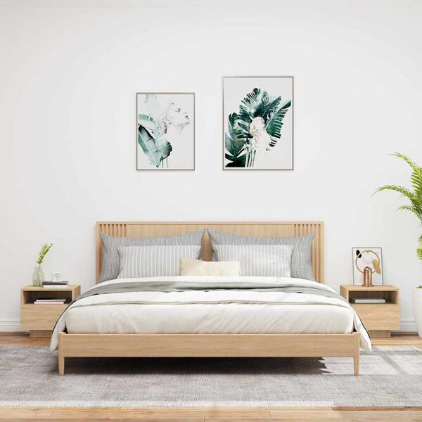 vidaXL Noptiere cu lumini LED, 2 buc., stejar sonoma, 40x39x37 cm