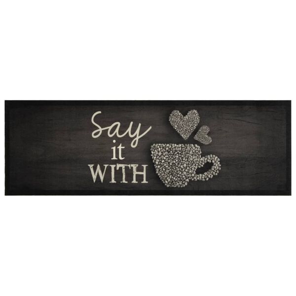 vidaXL Covor de bucătărie lavabil, cană, negru, 60x180 cm, catifea