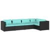 vidaXL Set mobilier de grădină cu perne, 5 piese, negru, poliratan