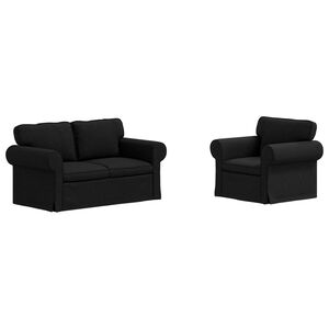 vidaXL Set de canapea 2 pcs Negru 155 x 82 x 80 cm țesătură