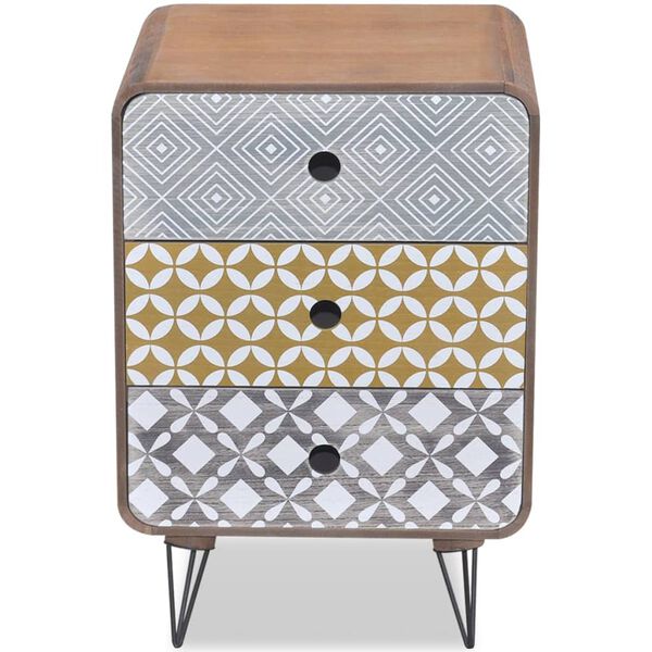 vidaXL Dulap lateral cu 3 sertare, maro