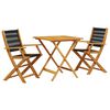 vidaXL Set mobilier bistro, 3 piese, negru, polipropilenă lemn masiv