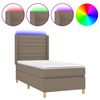 vidaXL Pat cu arcuri, saltea și LED, gri taupe, 90x190 cm, textil