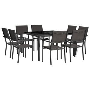 vidaXL Set mobilier de exterior, 9 piese, oțel