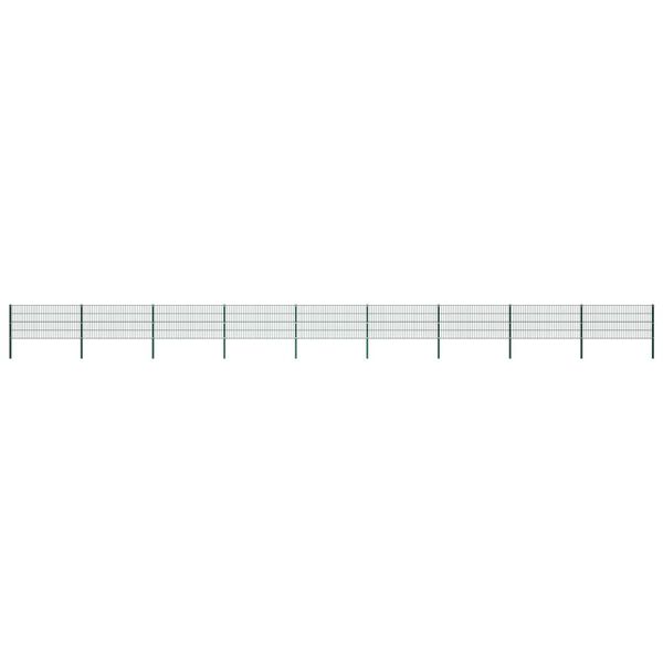 vidaXL Panou de gard cu st&acirc;lpi din fier, verde, 1557,5 x 80 cm