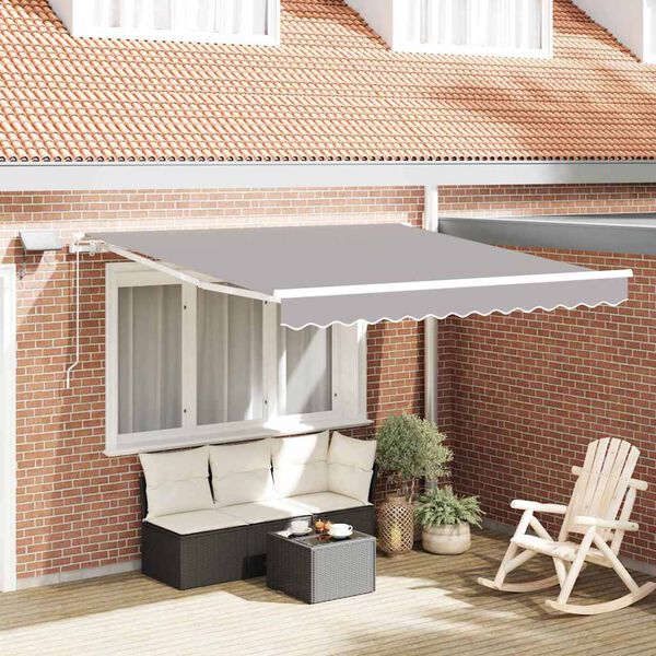 vidaXL Cortina Retractabilă Manual Gri deschis 350 x 250 cm