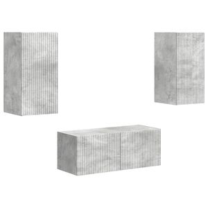vidaXL Set comodă TV Pe perete 2 pcs Gri din beton Lemn compozit