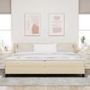 vidaXL Pat cu arcuri cu saltea cu headboard Crem 200 x 200 cm țesătură