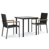 vidaXL Set mobilier de grădină, 3 piese, negru, textilenă și oțel