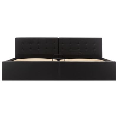 vidaXL Cadru pat hidraulic cu ladă, negru, 180x200 cm, piele ecologică
