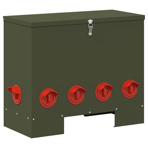 vidaXL Feeder pentru pui Verde măsliniu 60,5 x 29 x 51 cm