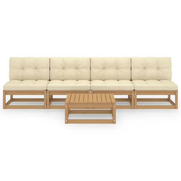 vidaXL Set mobilier de grădină cu perne, 5 piese, lemn masiv de pin