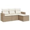 vidaXL Set canapele de grădină, 4 piese, cu perne, bej, poliratan