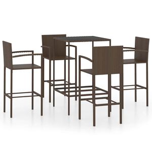 vidaXL Set mobilier bar de grădină, 5 piese, maro, poliratan