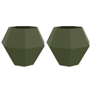 vidaXL Jardinieră 2 pcs Verde măsliniu 100 x 100 x 80 cm Oțel
