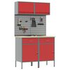 vidaXL Set de dulapuri de lucru cu sertar cu raft Manual 6 pcs Roșu