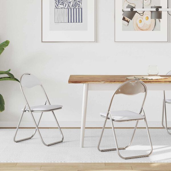 vidaXL Scaun pliant 2 pcs Alb și gri 48 x 43,5 x 81 cm