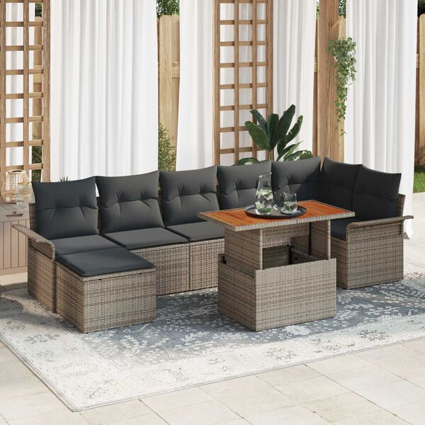 vidaXL Set de canapele pentru grădină 8 pcs Gri Rattan poli