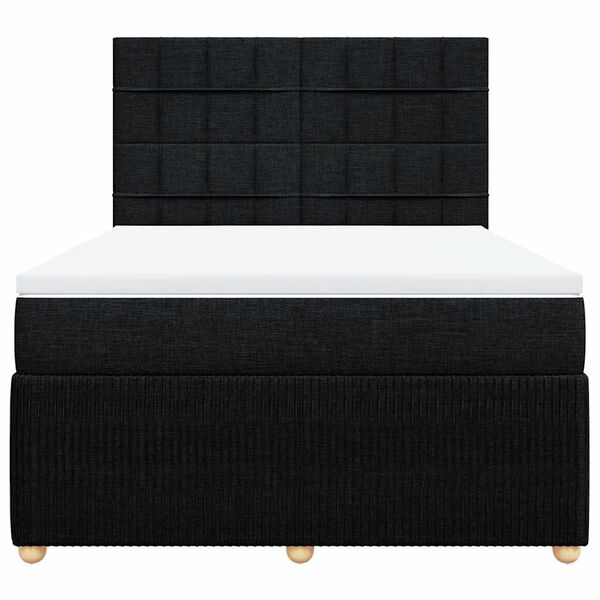 vidaXL Pat box spring cu saltea, negru, 160x200 cm, textil