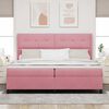 vidaXL Pat cu arcuri cu saltea cu headboard Roz 200 x 200 cm Catifea