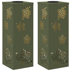 vidaXL Lumină LED Solară pentru Alei 2 pcs Verde măsliniu