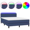 vidaXL Pat cu arcuri, saltea și LED, albastru, 140x190 cm, textil