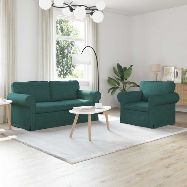 vidaXL Canapea 2 pcs Verde &icirc;nchis 175 x 82 x 80 cm țesătură