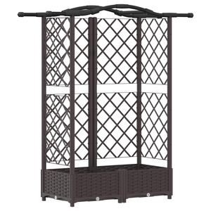 vidaXL Pat Ridicat cu Trellis și Acoperiș Maro 124 x 40 x 126 cm PP