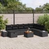 vidaXL Set de canapele pentru grădină cu pernă 9 pcs Negru Rattan poli