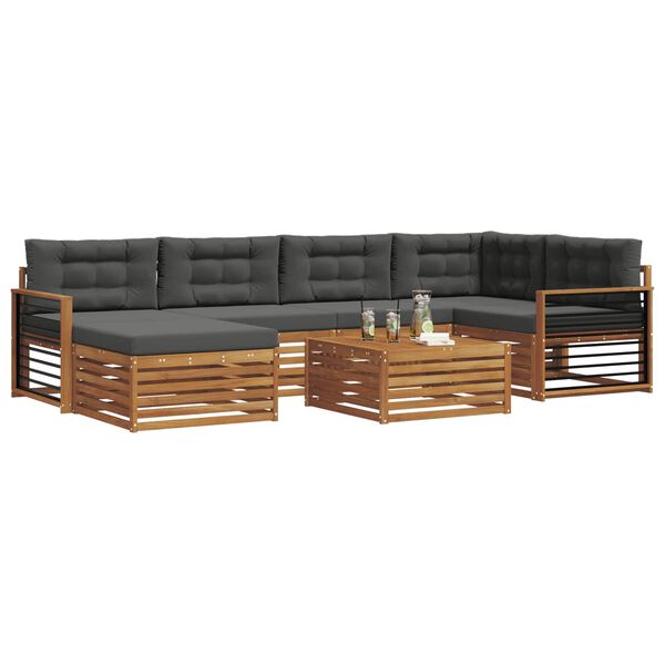 vidaXL Set de canapele de exterior cu pernă 7 pcs Natural și Antracit